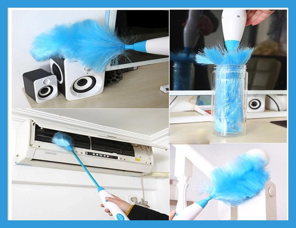 Spolverino Elettrico Pieghevole a 180°, Spolverino Elettrico Senza Fili per Pulire casa, cucina, bagno, piastrelle, ufficio, Auto. Spin Duster, Con Manico Estensibile, Strumento per Mobili
