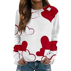 Womens Valentines Crewneck Sweatshirts Cute Heart Sweater Casual Loose Fit Long Sleeve Pullover Graphic Tees