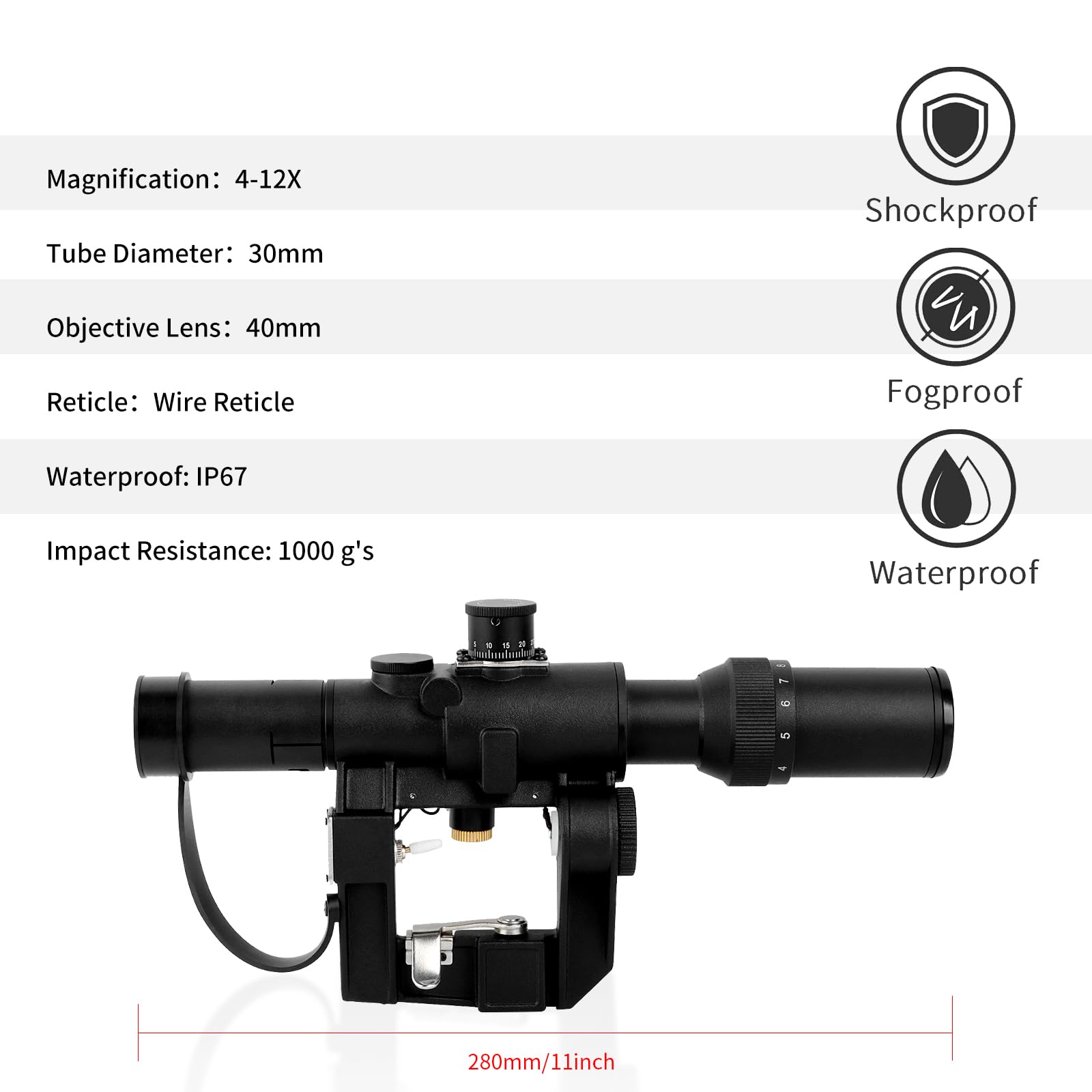 3-9X26 Lunette de visée FFP Premier Plan Focal Montage latéral Optique portée viseur avec Pare-Soleil Tube Capot Noir Rouge réticule