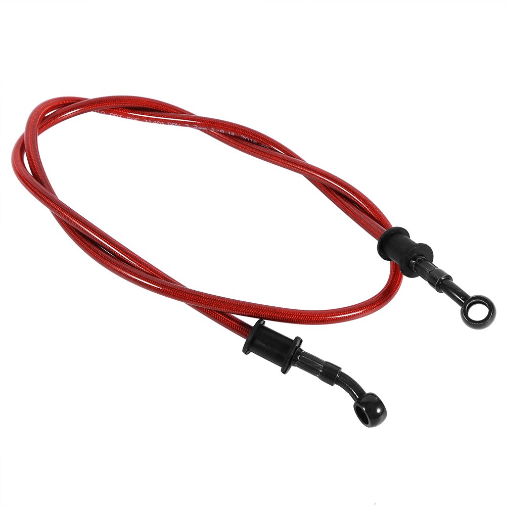 Tubo Freno per Motocicletta, Acciaio Intrecciato + PVC, Rosso, 1200 mm, 10 mm Banjo Dia, 1 Pezzo