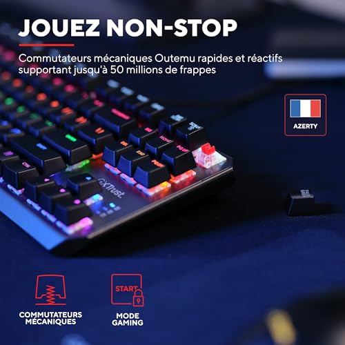 Clavier Mécanique Trust GXT 834 Callaz TKL – Rétroéclairé RGB, AZERTY, Outemu Red - vue 6