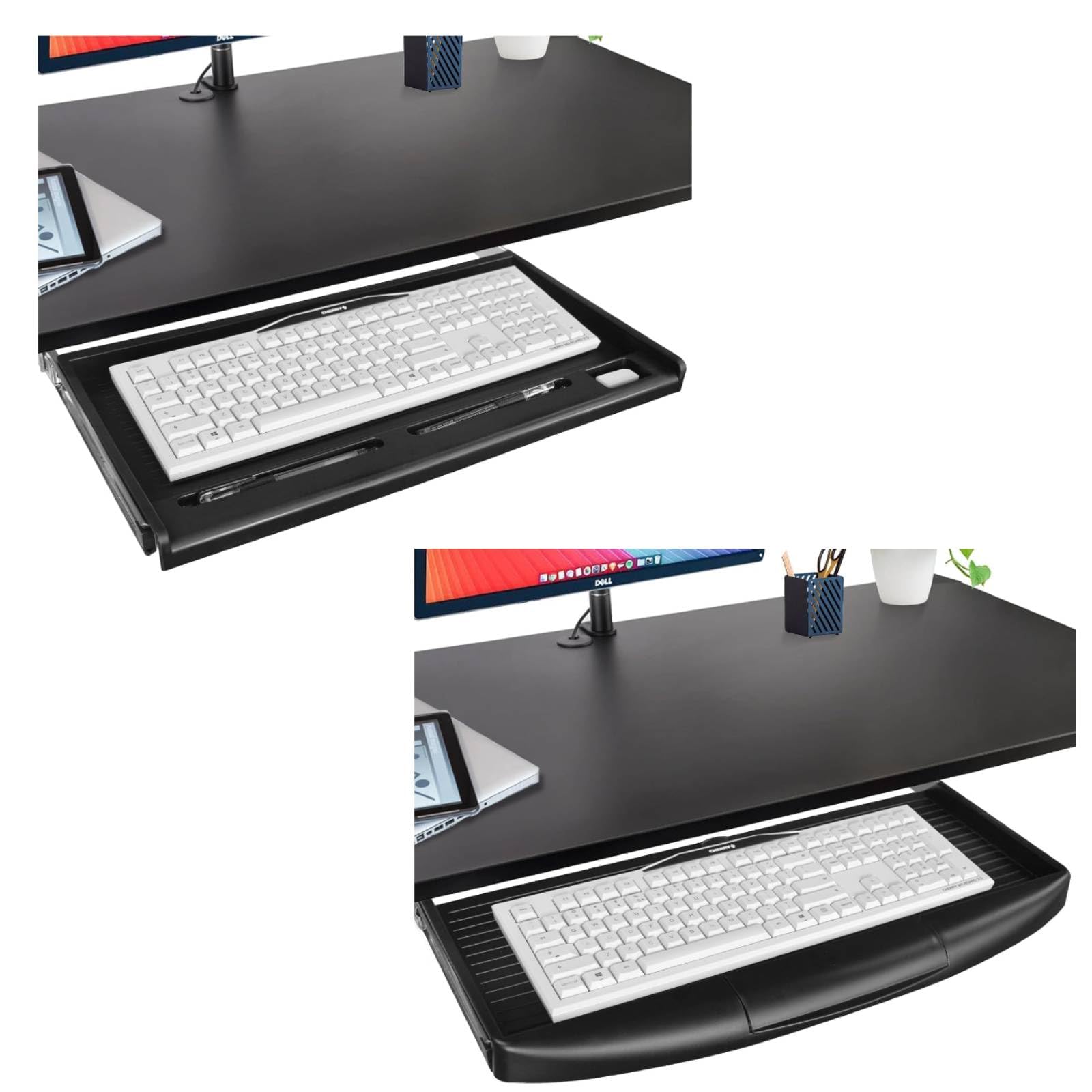 2 Pack TOOCUST Under Desk Keyboard Tray