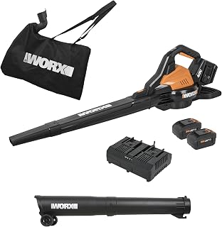 WORX WG583 40V Cordless 3-in-1 Leaf Blower Vacuum Mulcher, 210 MPH 340 CFM Brushless Motor, 12:1 Ratio, 2x 4.0Ah Batteries & Charger