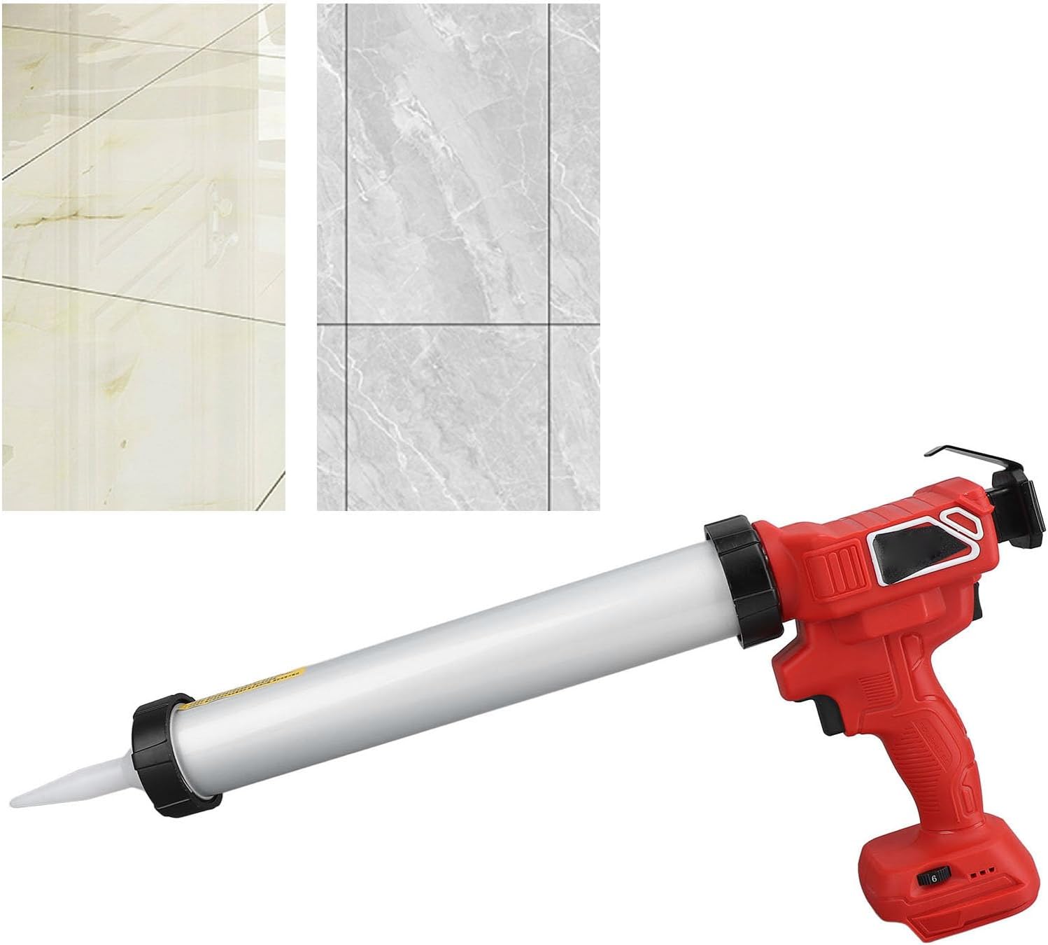 Electric Caulking Gun, Powerful Brushless Motor, with 6 Adjustable Speed Levels, Extended Cartridge Design, Automatic Pressure Release Anti Drip for Home Renovation