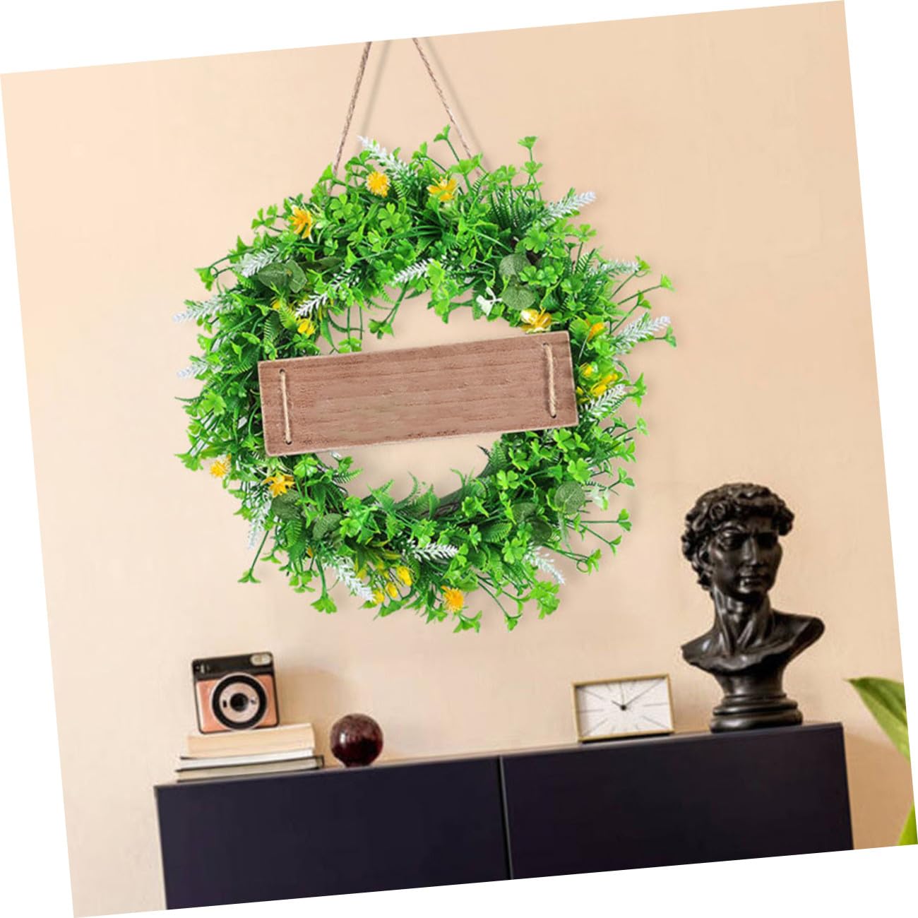 Cabilock Decorazioni Per La Casa Ghirlanda Primaverile Ghirlanda Di Foglie Verdi Artificiali Foglie Realistiche Non Necessita Di Annaffiatura 40 Cm Stile Pasquale