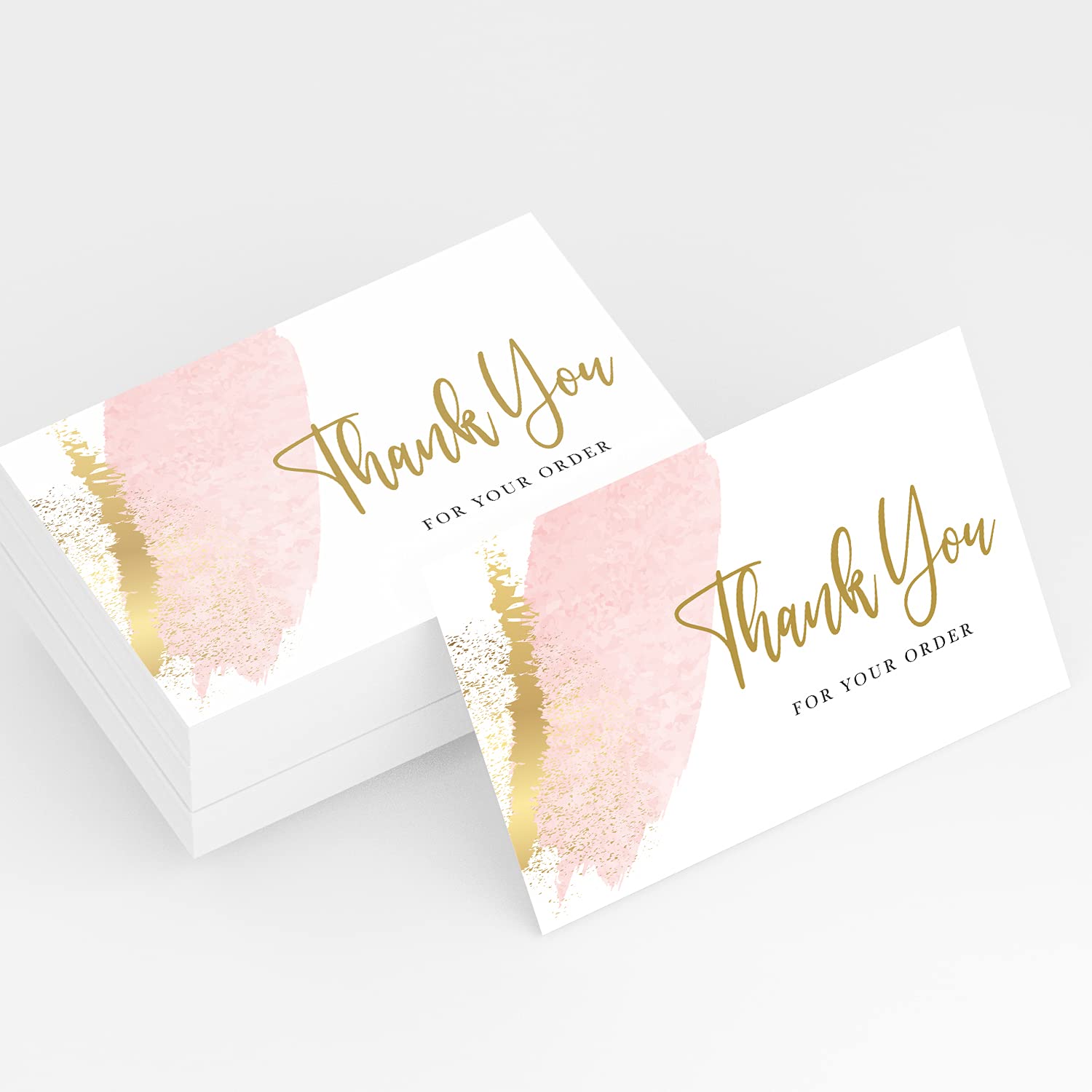 Thank You for Your Order Cards for Small Business, Pink and Gold Design, Premium 350gsm Card - Image 3