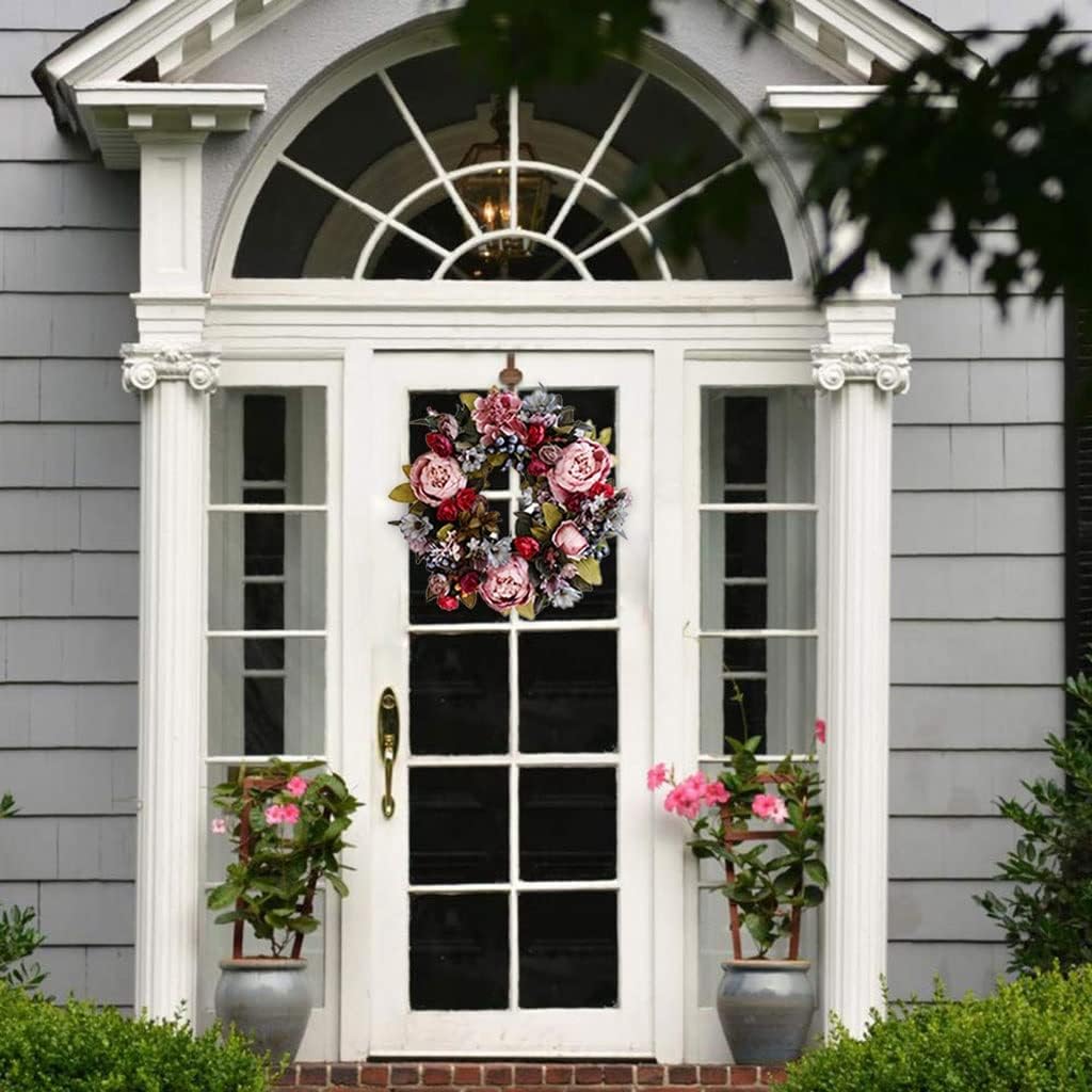 Large Garland Artificial Peony Flower Wreath Wall Hanging Front Door Wreaths Home Decoration Farmhouse Decor
