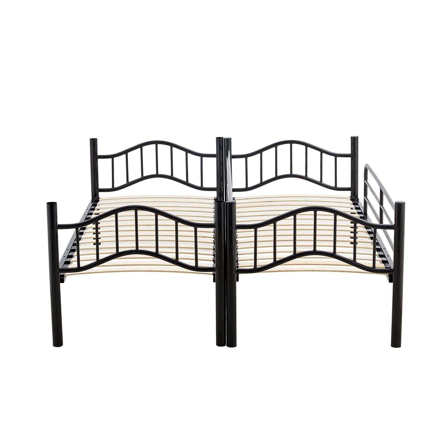 Arredo Stock Letto a castello in metallo con doghe in legno, 203x83x145.5 cm