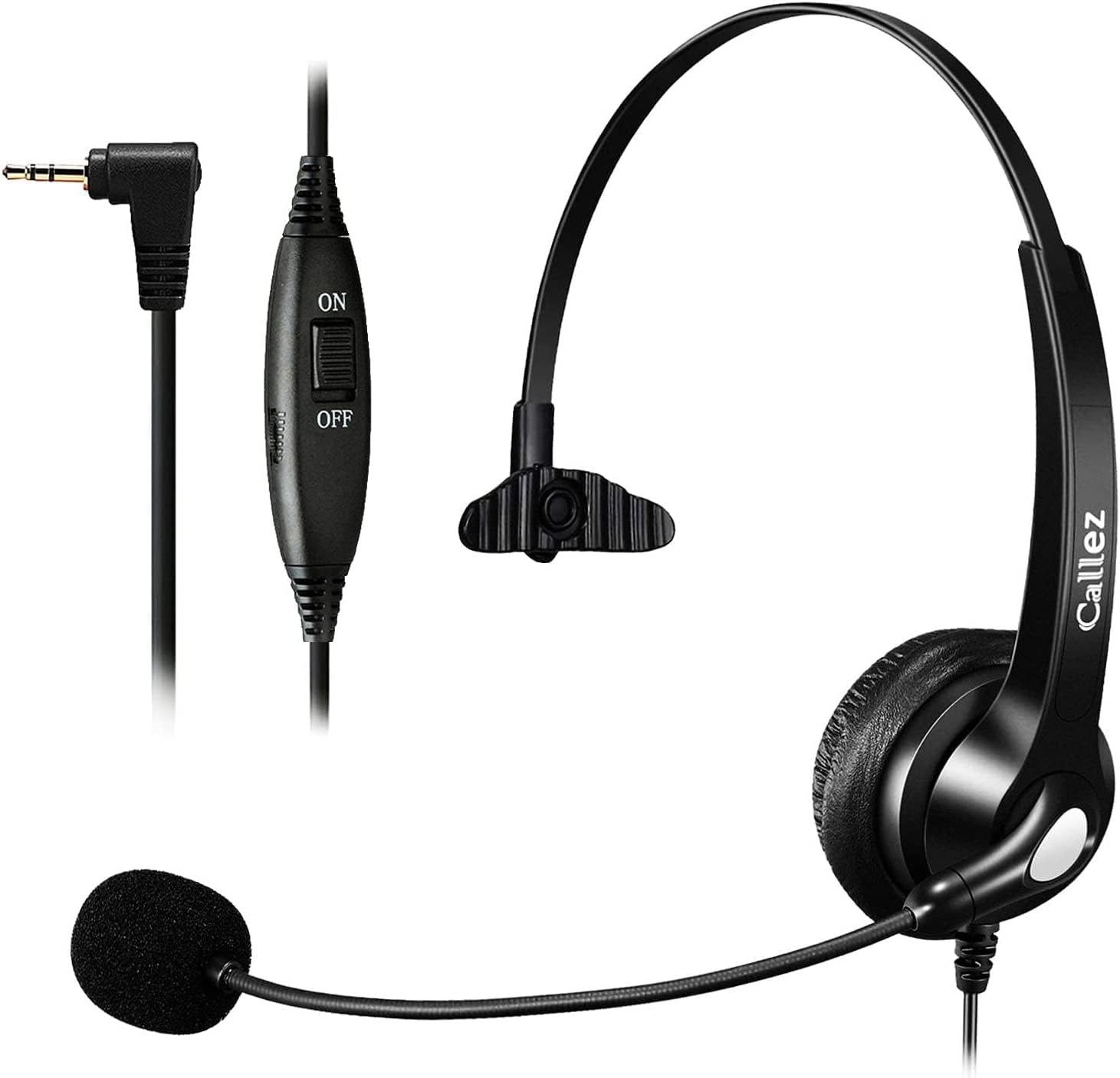 Callez Phone Headset with Noise Cancelling Microphone, Office Telephone Headsets for Cordless DECT Phones with 2.5mm Headphones Jack Compatible with Panasonic KX-TGEA20 AT&T ML17929 Vtech RCA Uniden