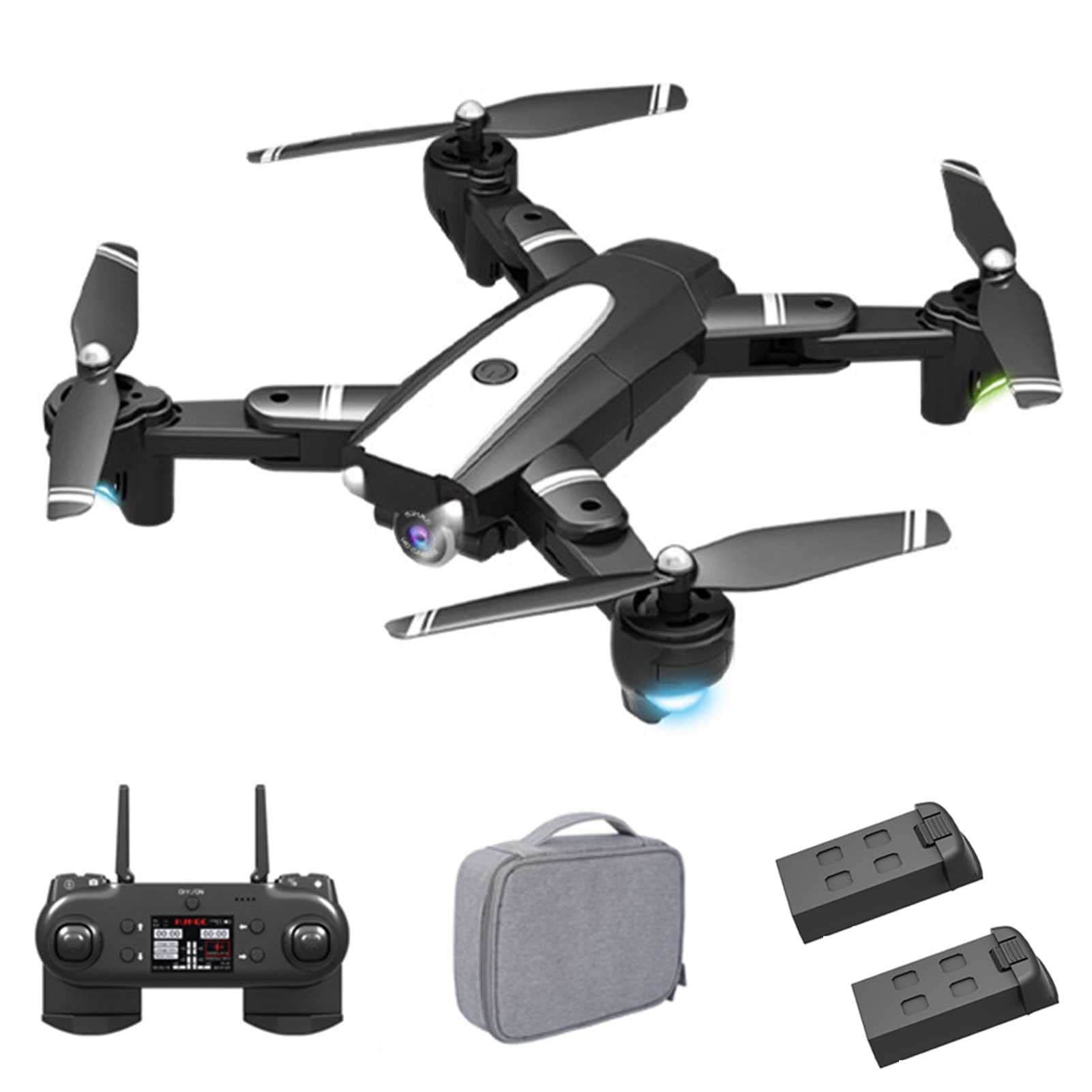 4K Drones with Camera for Adults Easy Control RC Quadcopter for Beginners with Headless Mode Gesture Selfie Waypoints Functions for Garden Camping Climb Mountains (Black 2 Batteries)