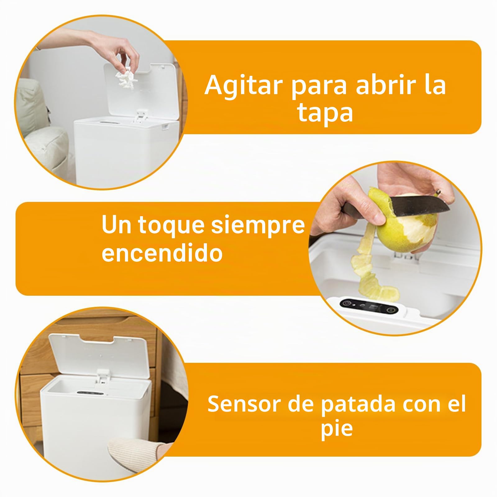 15L Papelera Inteligente con Sensor Recargable Cubo Automático,Papelera de baño con Sensor Inteligente,IPX5 impermeable para Cocina Salón y Baño Contenedor Doméstico Silencioso