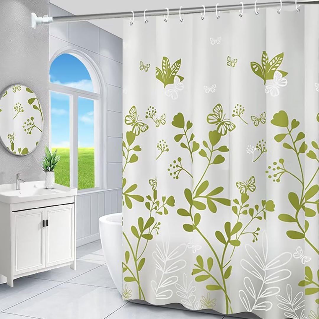 Amazon.com: TIKABC Shower Curtain Liner, 4G PEVA Green Butterfly Shower ...