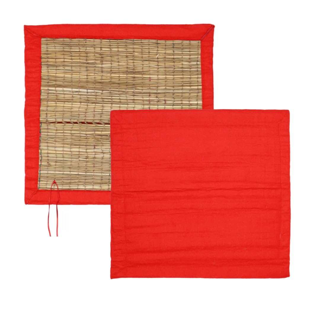 Shyama Kusha Big Size Wool Covered Kusha Grass Pooja Aasan for God Idol, Home Mandir, Temple Shelf, Ganesh Baitha, Havan Kund Aasan and God Idol Sitting - Pack of 1 (Red, 24 * 24 Inch)-image-36