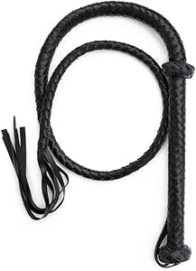 YUHENG Baven Leder Reitgerte 63cm - Schwarze Pferdepeitsche Für Training