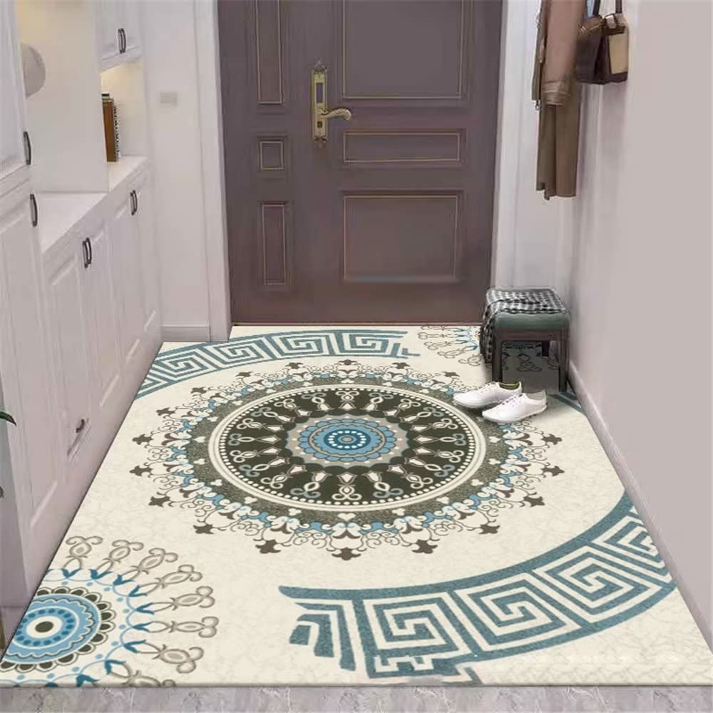 Tapis de salon géométrique bleu rétro idéal pour décorer la terrasse