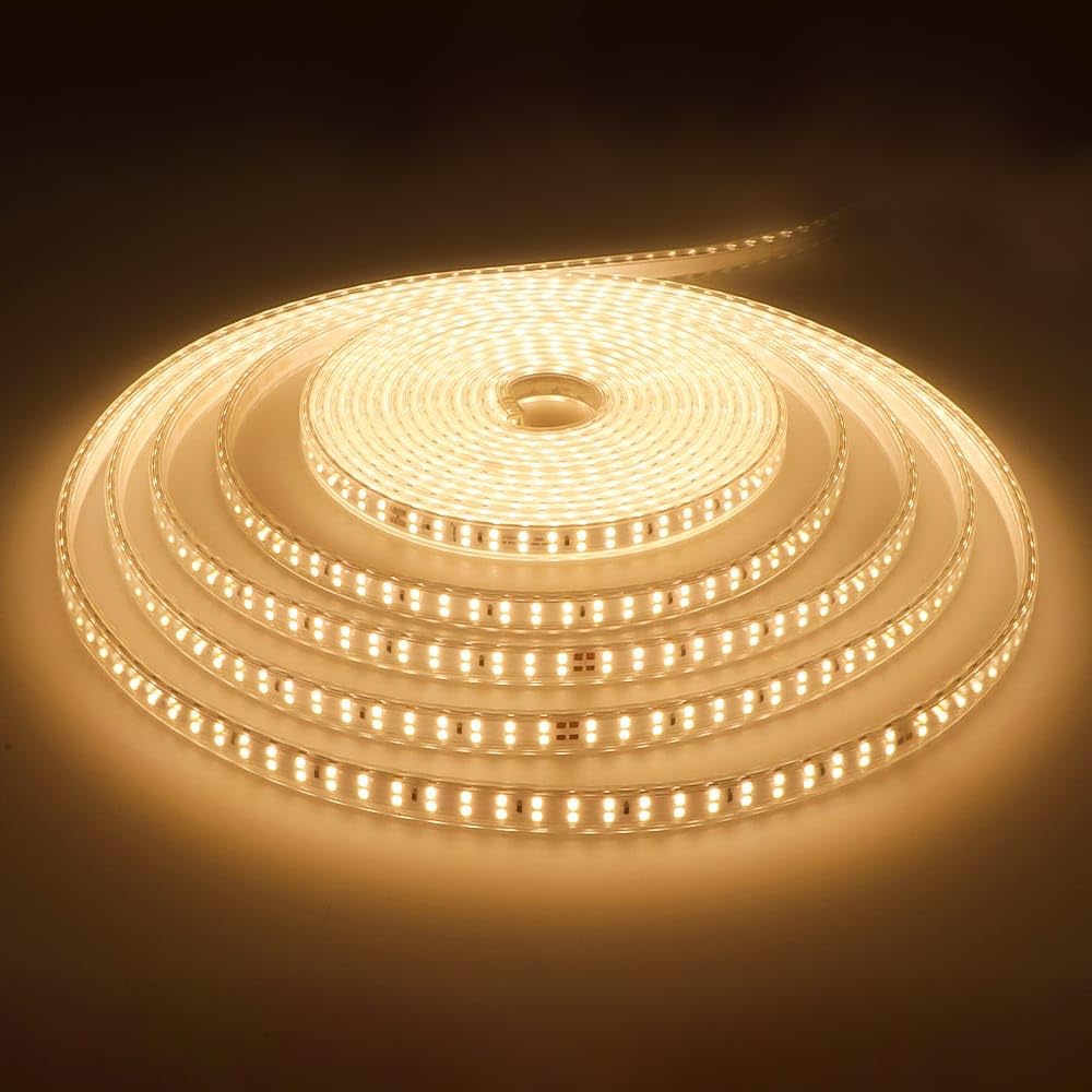 HOFTRONIC - Flex180 LED Streifen 10 m 120 W Dimmbar IP65 3000K Warmweiß 11.500 lm 180 LEDs/m UV-beständig Kürzbar pro 20 cm Flexibles LED Lichtband für Bad Spiegel & Indirekte Beleuchtung