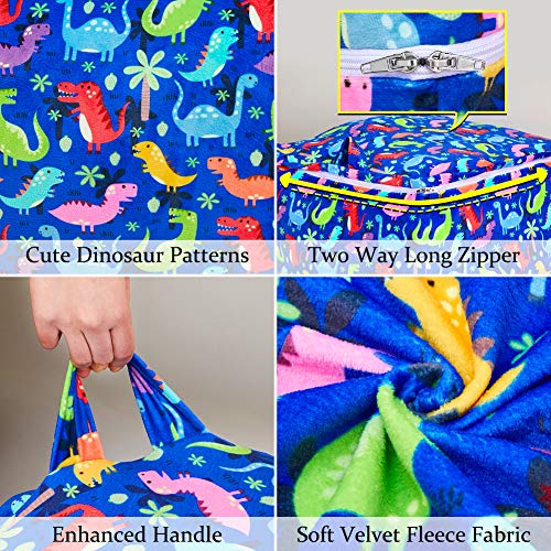 Play Tailor Dinosaur Stuffed Animal Storage Bean Bag Chair Cover 24x24 Inch Large Super Soft Warm Fleece Dinosaur Beanbag Cover - Thumbnail 3