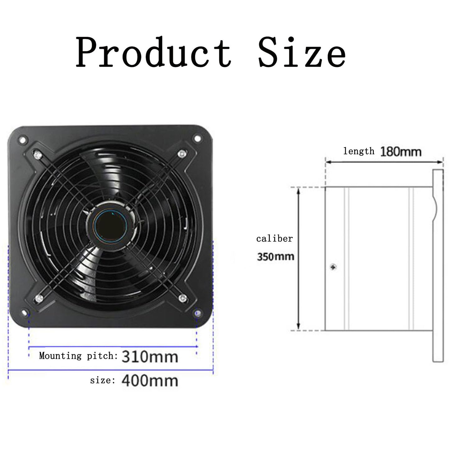 Estrattore Aria Flusso Assiale,Piazza Aspiratore Bagno,Griglia di Sicurezza Crittografata,220V Ventola Aspirazione,per Magazzino,Cucina Ventilazione E Soffiatore di Scarico,14 Inches