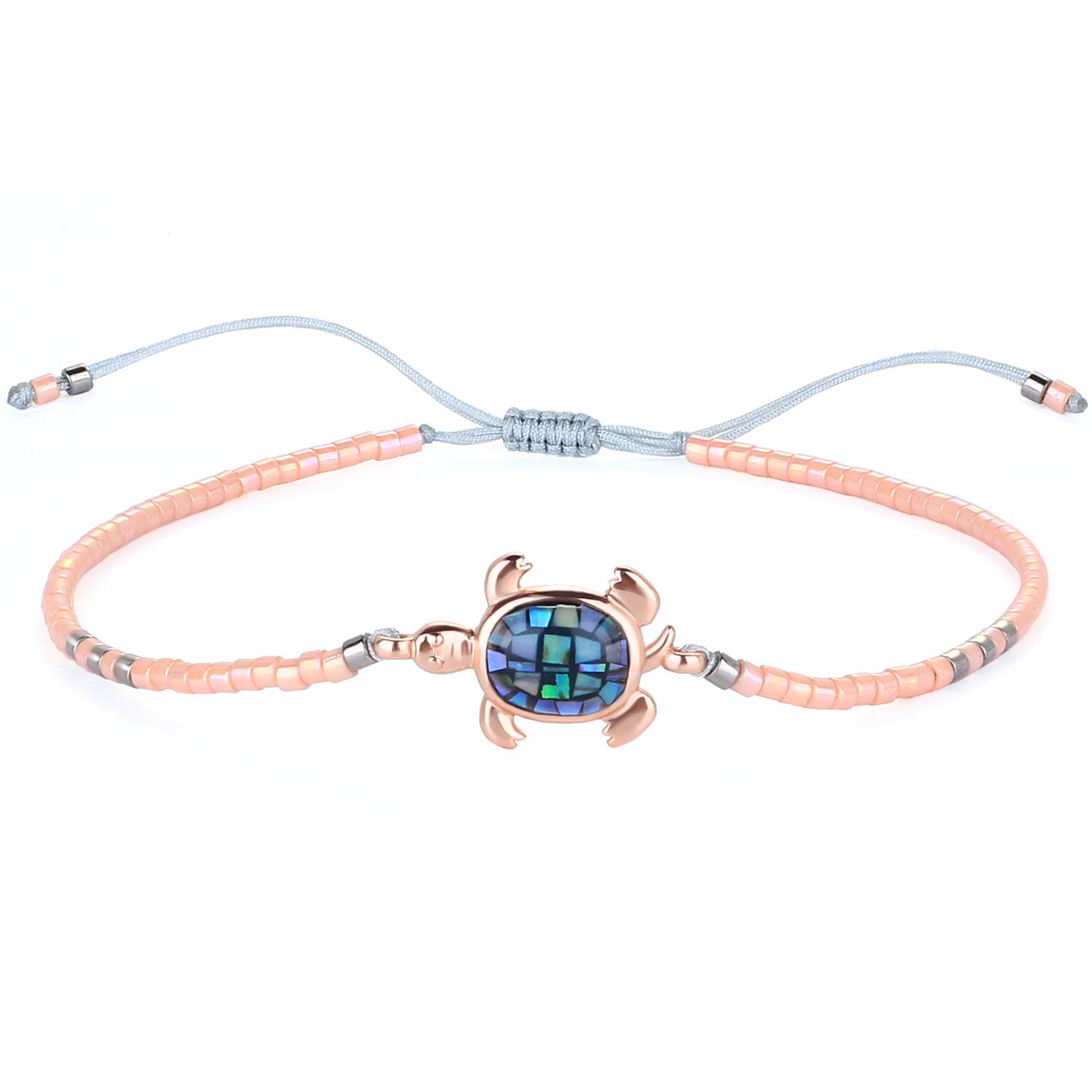 KELITCH Damen Abalone Muschel Armbänder 925 Silber Schildkröte Charm Armbänder Freundschaftsarmbänder Verstellbare