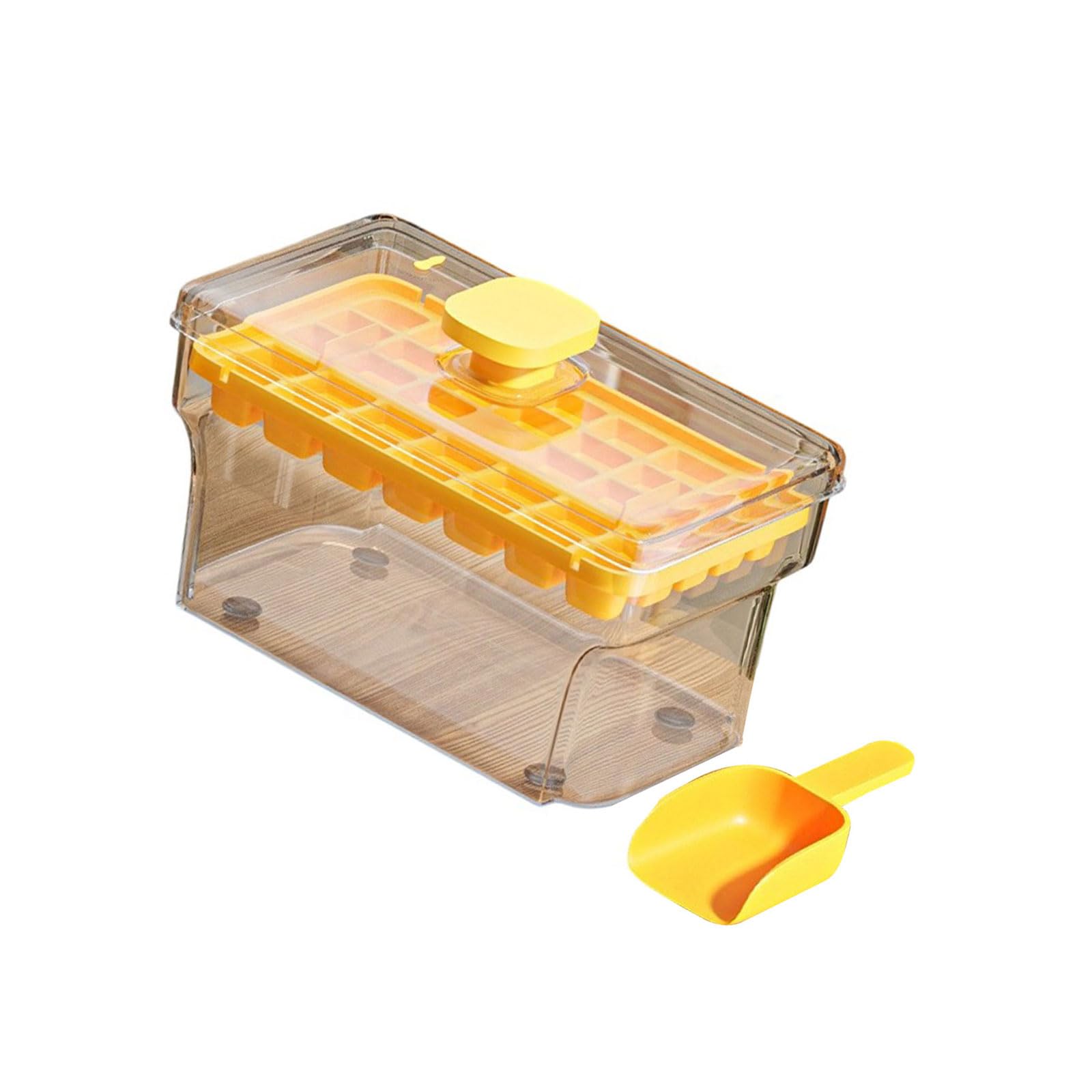 Buxuaaaa Press Type Ice Tray Box Ices Maker Storage Box with Lid and Bin Refrigerator Ice Mold Easy to Use Tray with Lid and Bin