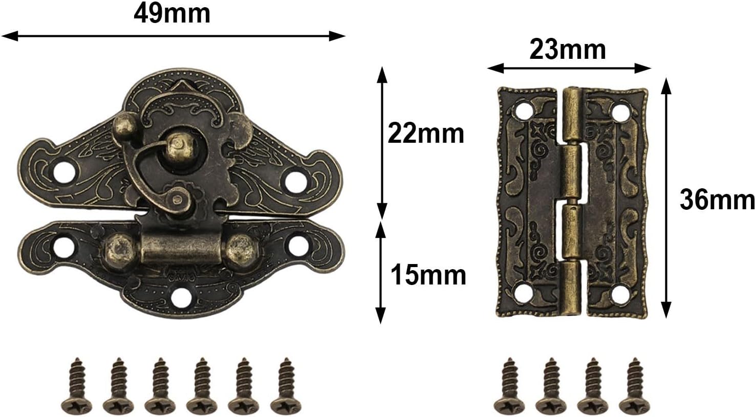 Add A Vintage Touch To Your Cabinets With Bronze Cabinet Hinge And Latch Set 6pcs/set, Perfect For Cupboards