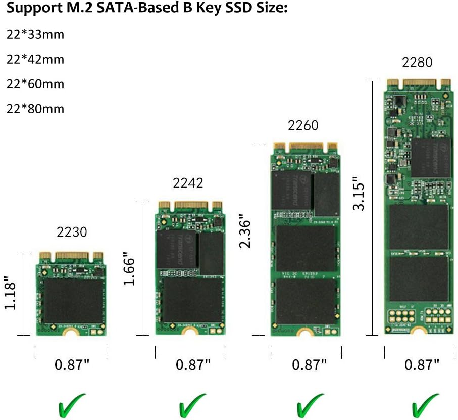 M.2 to USB Adapter, AUYOUWEI B Key M.2 SSD to USB 3.0 Adapter / 2280 M2 SSD Drive Adapter/NGFF Converter Reader (No Cable Needed)