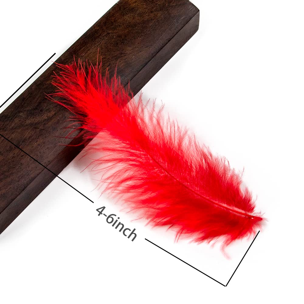 200pcs 4-6 Inches Fluffy Red Turkey Marabou Feathers for Crafts Dreamcatcher Fringe Trim Colored Feathers Accessories Pack - Image 3