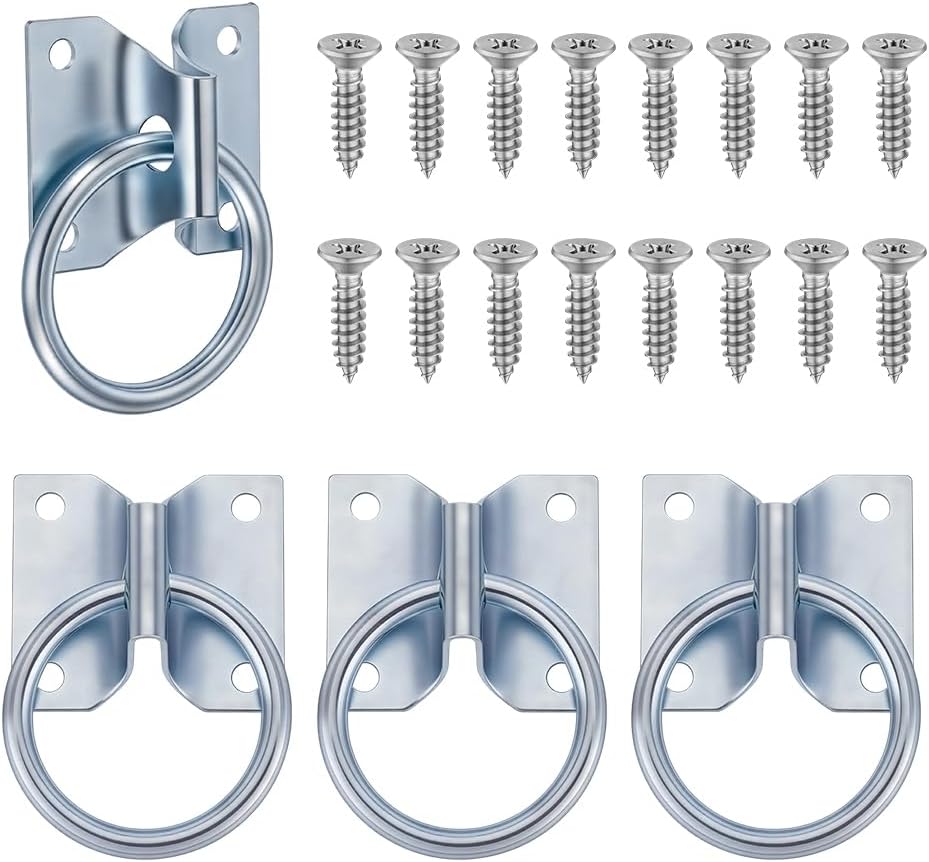 AHANDMAKER 4Pcs Cross Tie Ring for Horses Wall Mount Horse Ties Ring Block Tie Rings with Screws, Ties Down Horse Barn Supplies for Livestock Stable Stall Racetrack