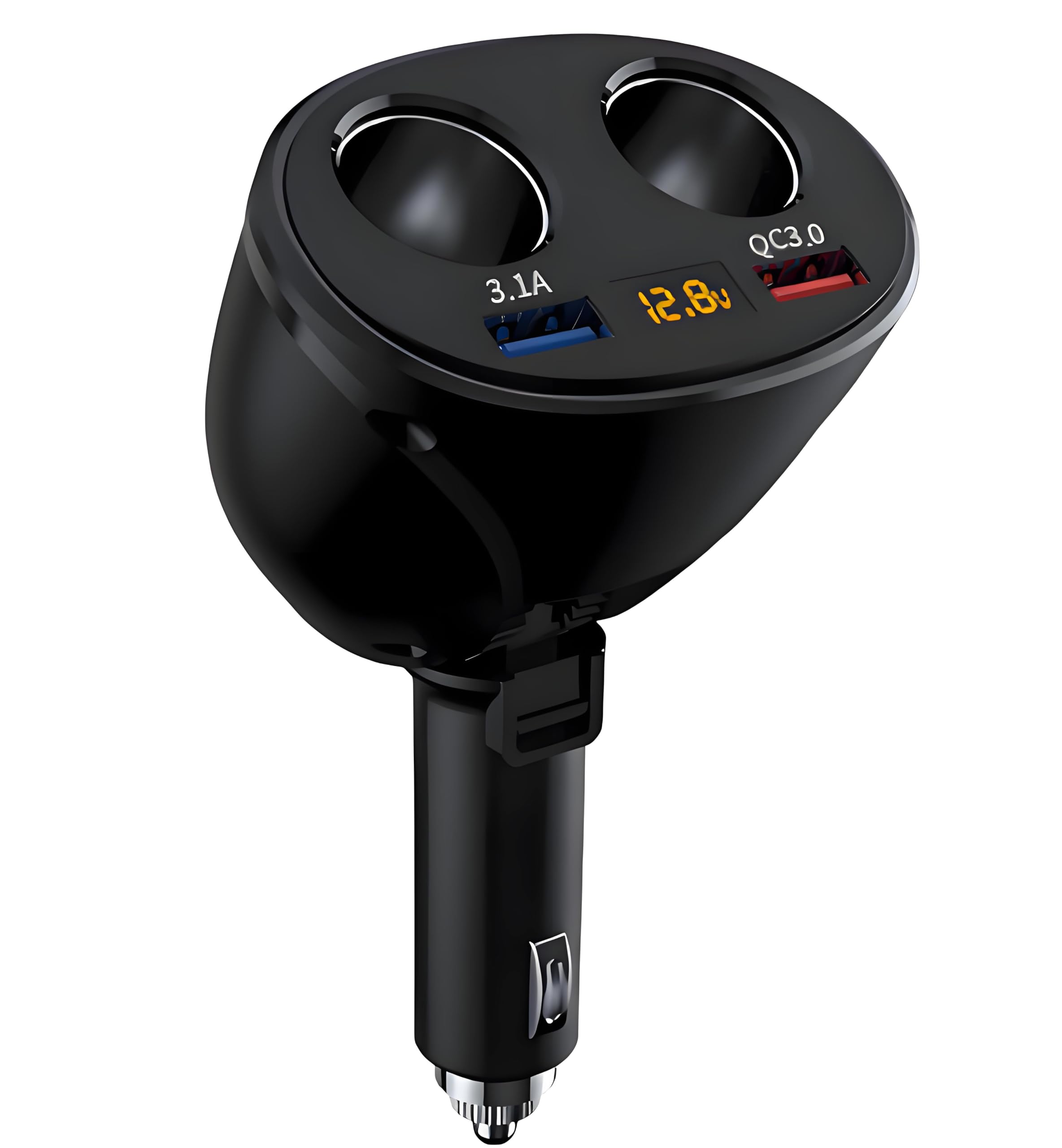 MESA'S LIVE Cargador de coche dual USB QC3.0 | Plegable giratorio de 180° | Pantalla digital | Carga rápida para todos los dispositivos