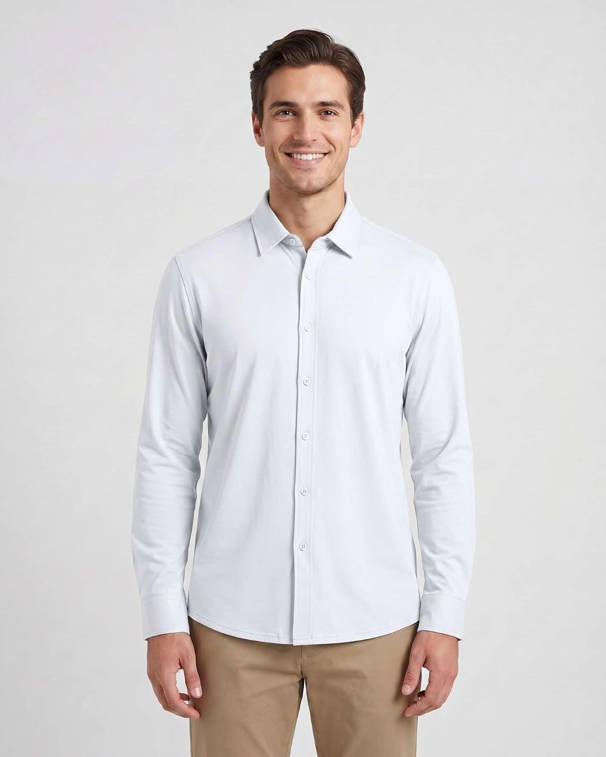 Real Essentials Men's Long Sleeve Cotton Button Down Shirt Casual Dress Shirts Business Work Office Collared Button Up Top