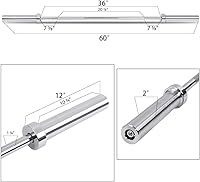 Vista 8 de KINGC Barra olímpica de 5 pies de 60 pulgadas con rosca cromada estándar sólida con agujero de 2 pulgadas y collares de anillo para gimnasio