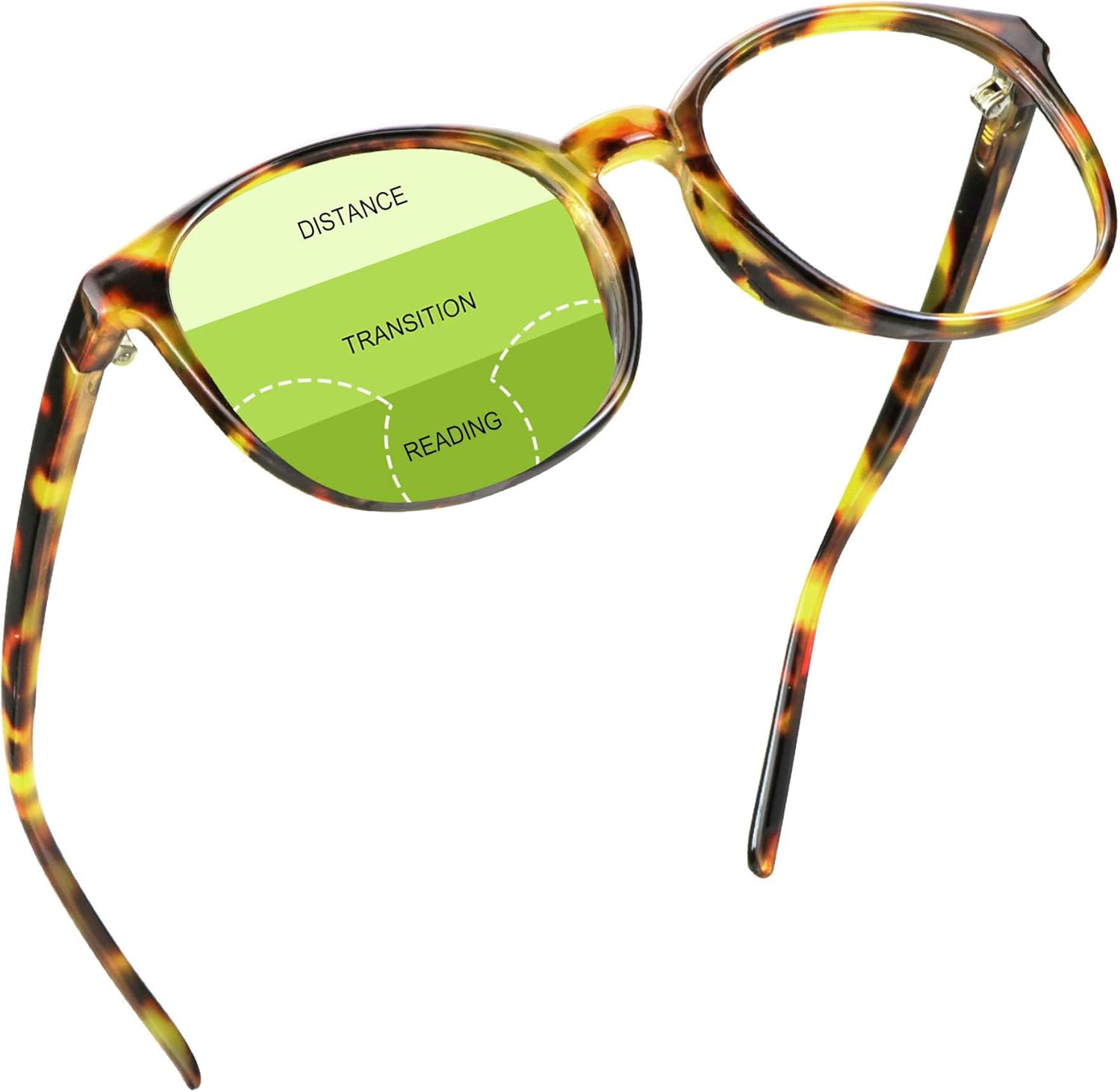 YEIN Presbyopic Progressive Multifocal Reading Glasses, Spring Hinge Blue Light Blocking Glasses, with Clear Lenses for Women and Men (champagne,+0.00/+2.25 magnification)