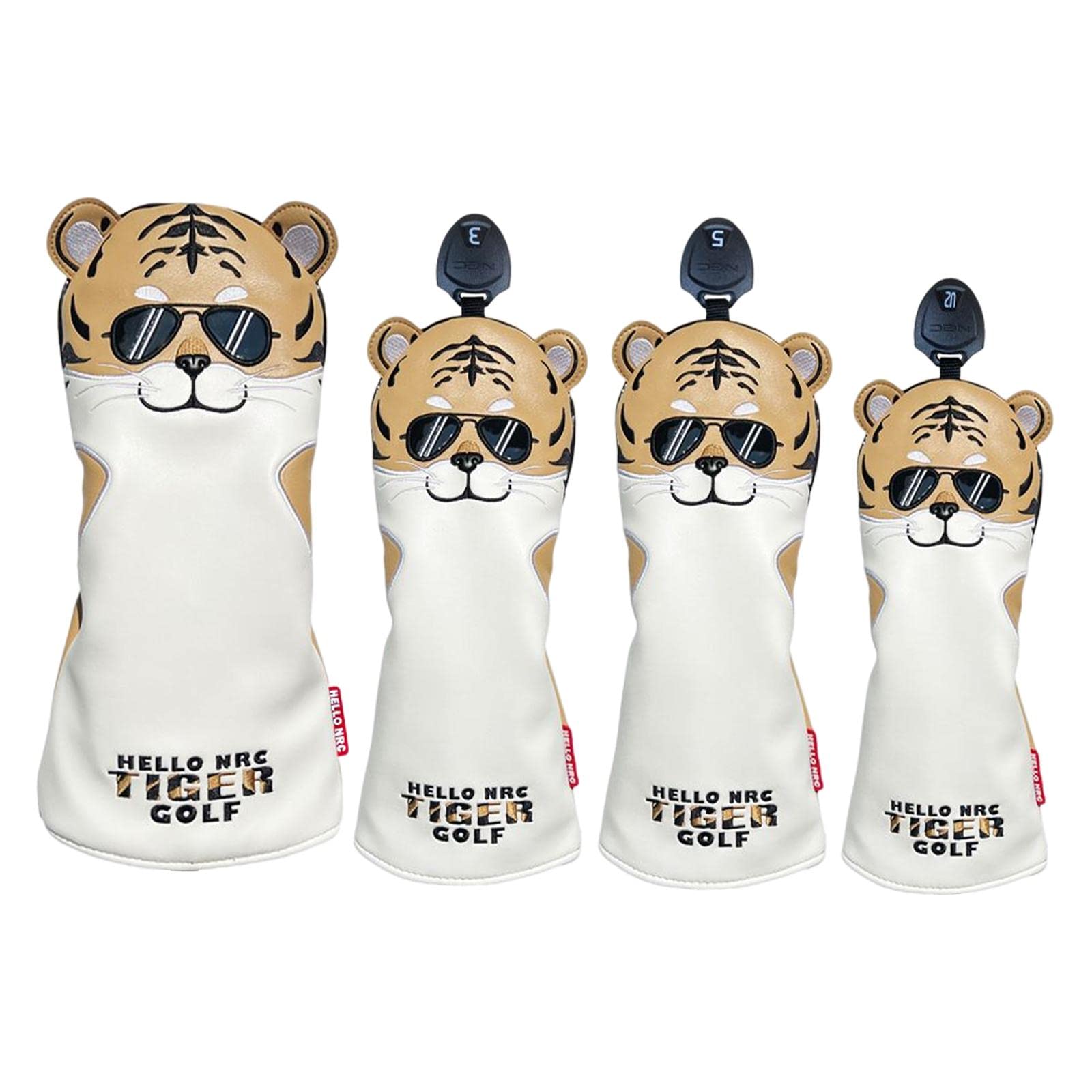4X Couvre-tête en Bois de Golf, Couvre-tête de Club, avec de numéro Interchangeable, Hommes Femmes Protection étanche Accessoires de, Jaune