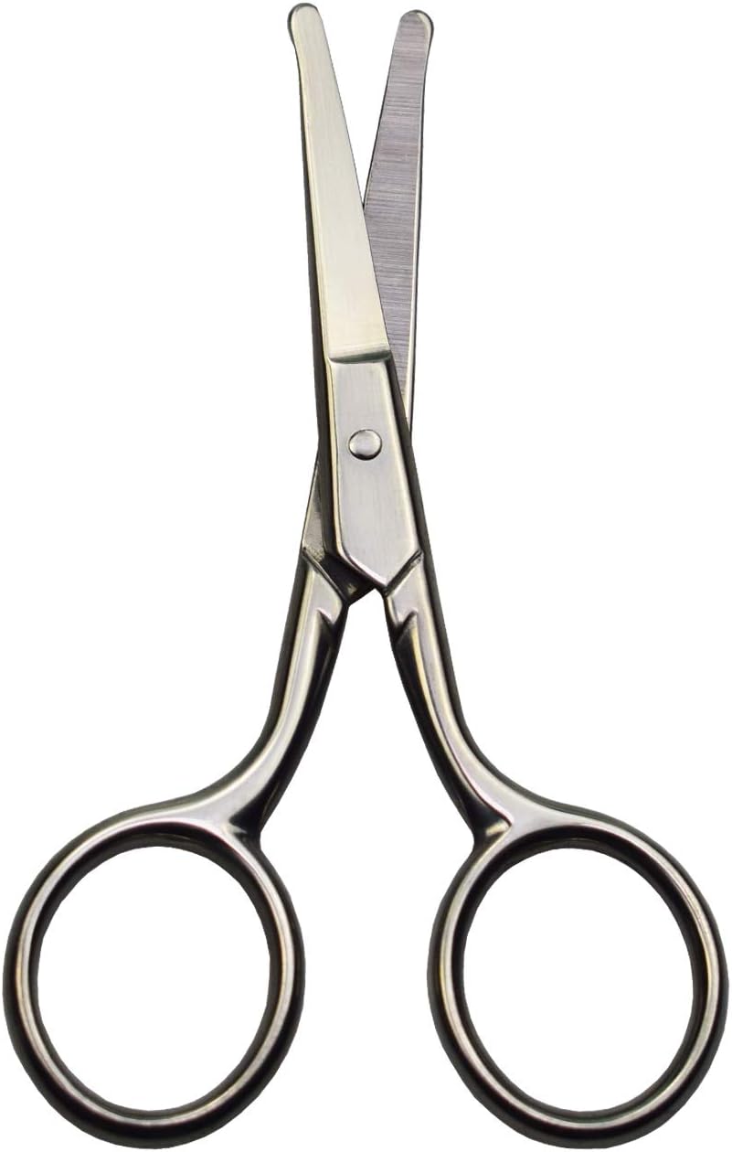 Professional Safety Grooming Scissors for Personal Care Facial Hair Removal and Ear Nose Eyebrow Trimming Stainless Steel Fine Straight Tip Scissors Men