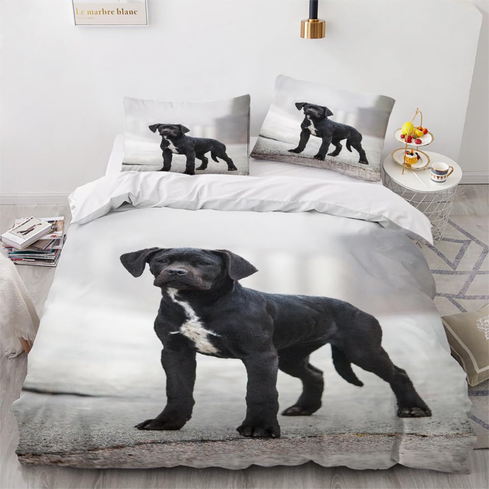 DILANI Duvet Cover double 3D Cane Corso Quilt Cover Soft Microfiber Comforter Cover With Zipper Closure Bedroom and 2 Pillowcase Dog Animal Bedding Set for Kids Teens and Adults