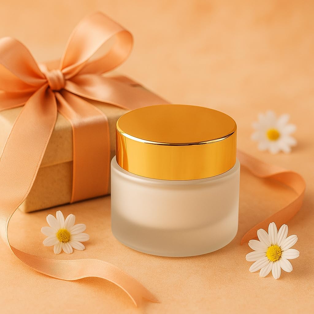10Packs Frosted Glass Jars with Gold Color Lids 10Gram/10ml Glass Comestic Containers Empty Clear Round Refillable Cosmetic Sample Jars For Makeup Lip Scrub Balm Lotions Sample Eye Creams DIY image 5