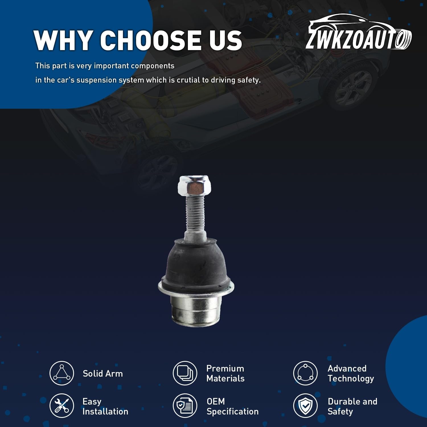 Front Left or Right Lower Ball Joint Automotive Replacement Ball Joints for Ford Expedition 2008-2014 5.4L V8, for Ford Expedition 2015-2017 3.5L V6, for Ford F-150 2007-2010 4.2L V6