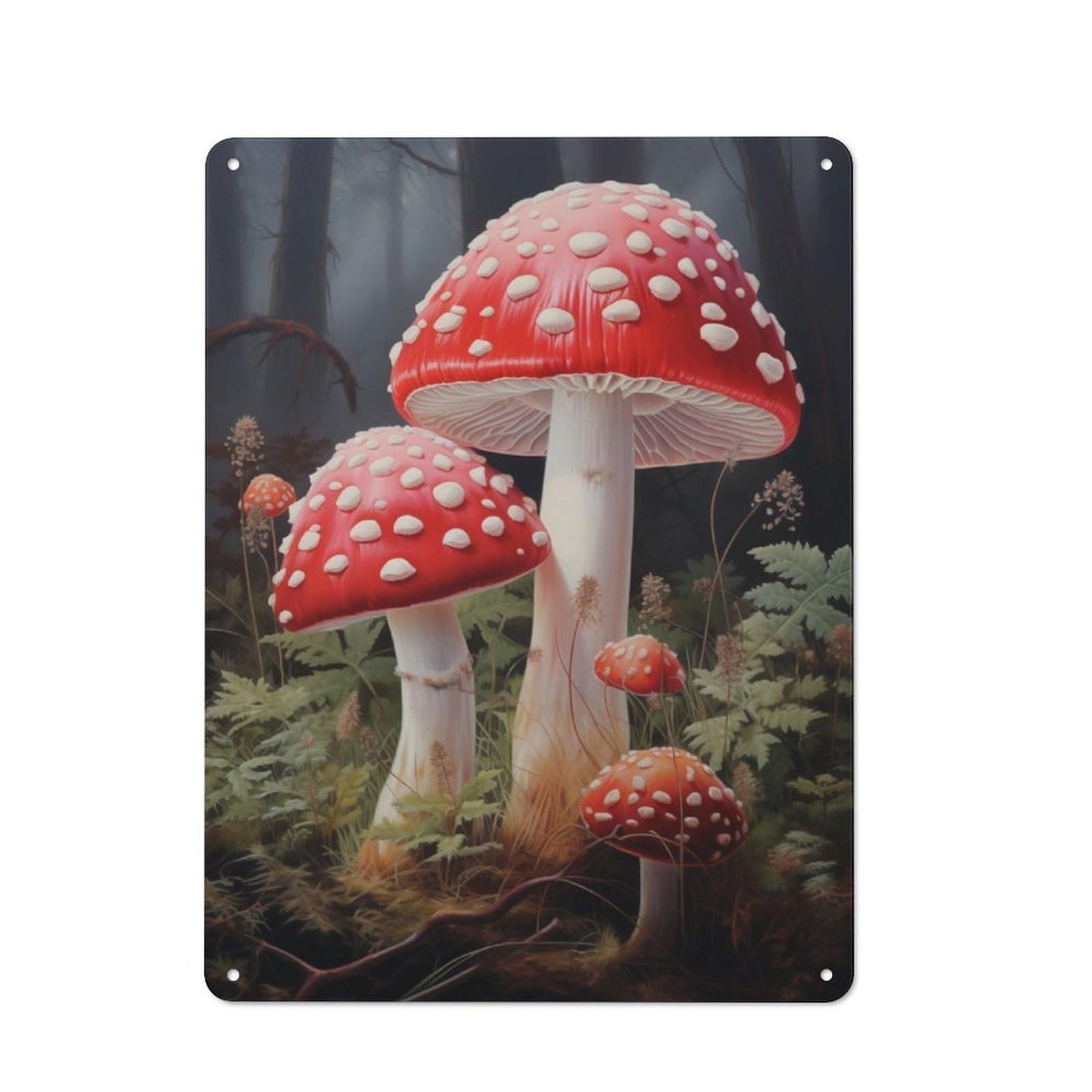 Junmoney Amanita Muscaria Tin Sign 40X30cm For Workshop Wall, Rustic Wall Decor, Suited To Workshop Decor Fans
