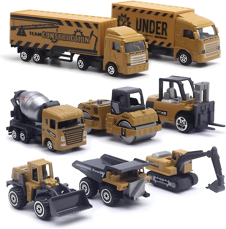 - 6Pcs Realistic Construction Site Vehicle Toy – Engineering Trucks, Push & Go Construction Vehicles for Kids, STEM Educational Toy Cars