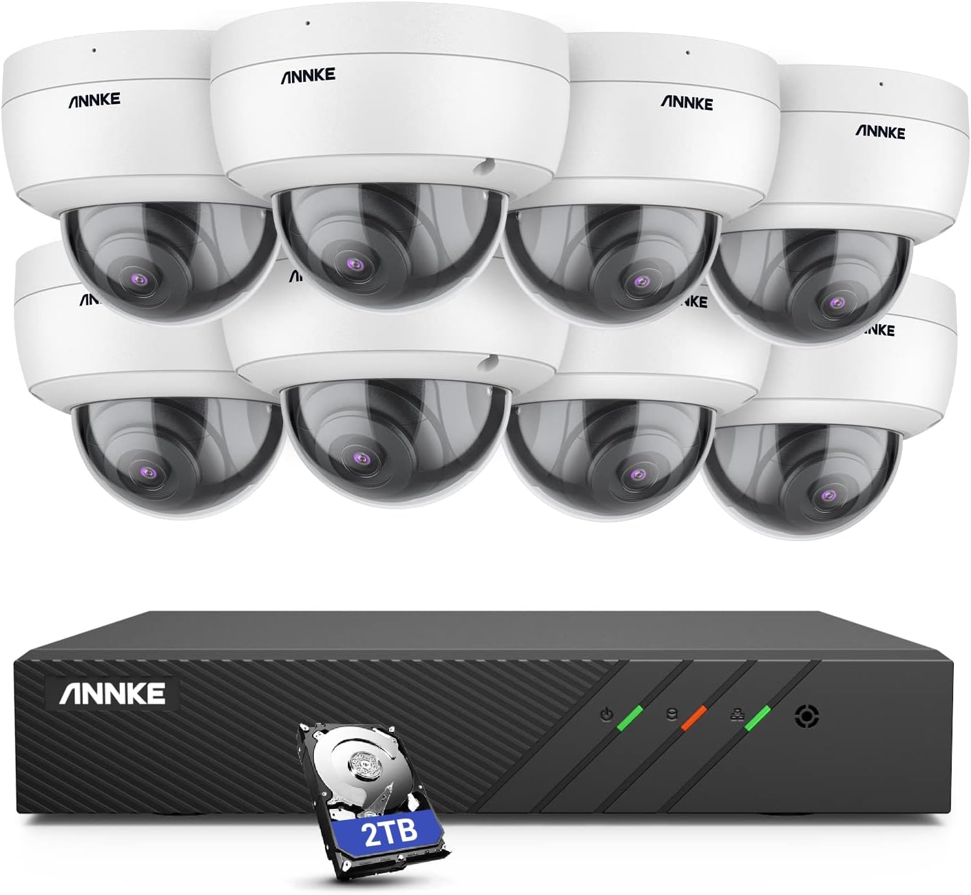 ANNKE 5MP PoE Security Camera System with 8 IP Cameras & 2TB HDD
