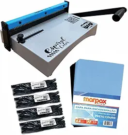 Kit Encadernadora Espiral Color Azul + 100 Capas e 100 Espirais Marpax