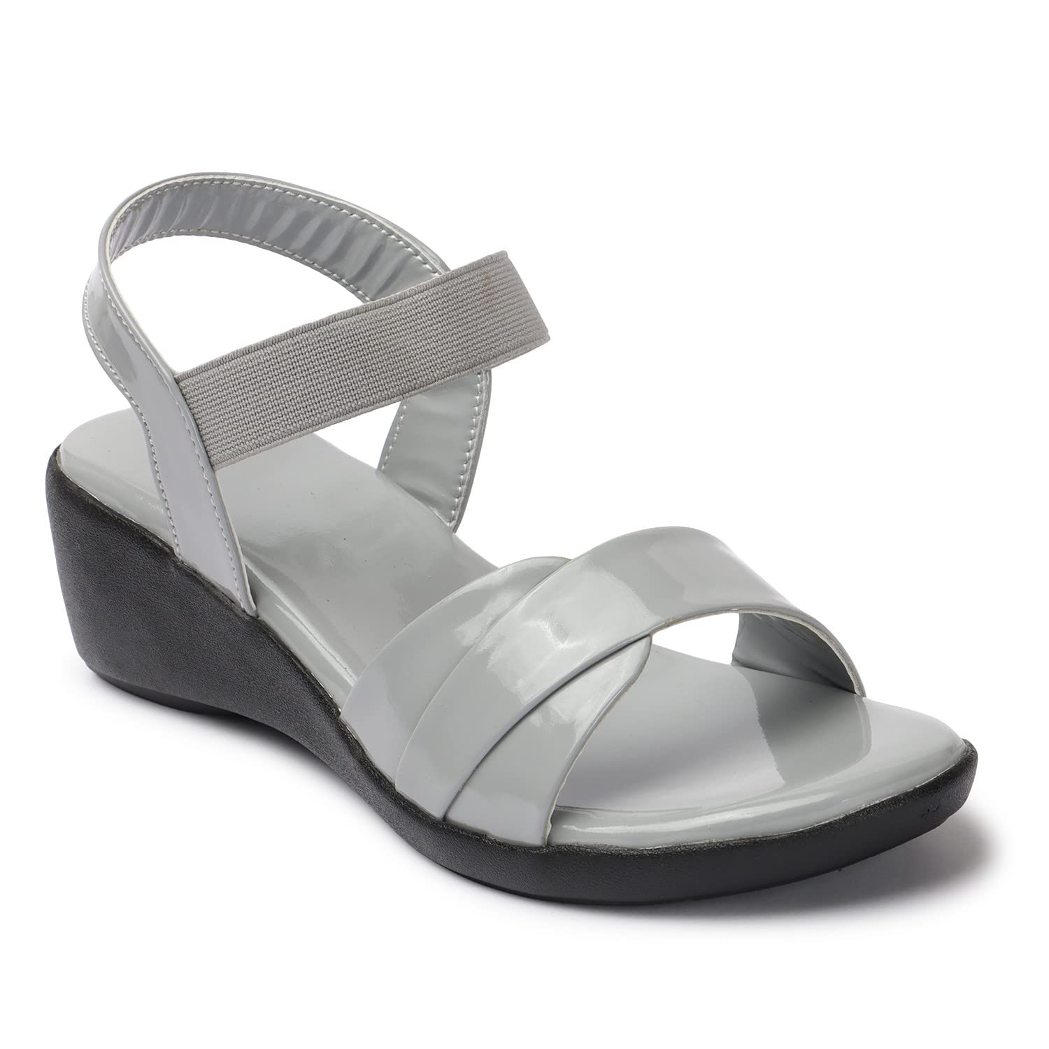 HimQuen Womens Solid Ankle-wrap Sandals Stylish Floaters All Day Wear (Grey Size 38, UK5) (B0BWN8SXDT) Amazon Price History, Amazon Price Tracker