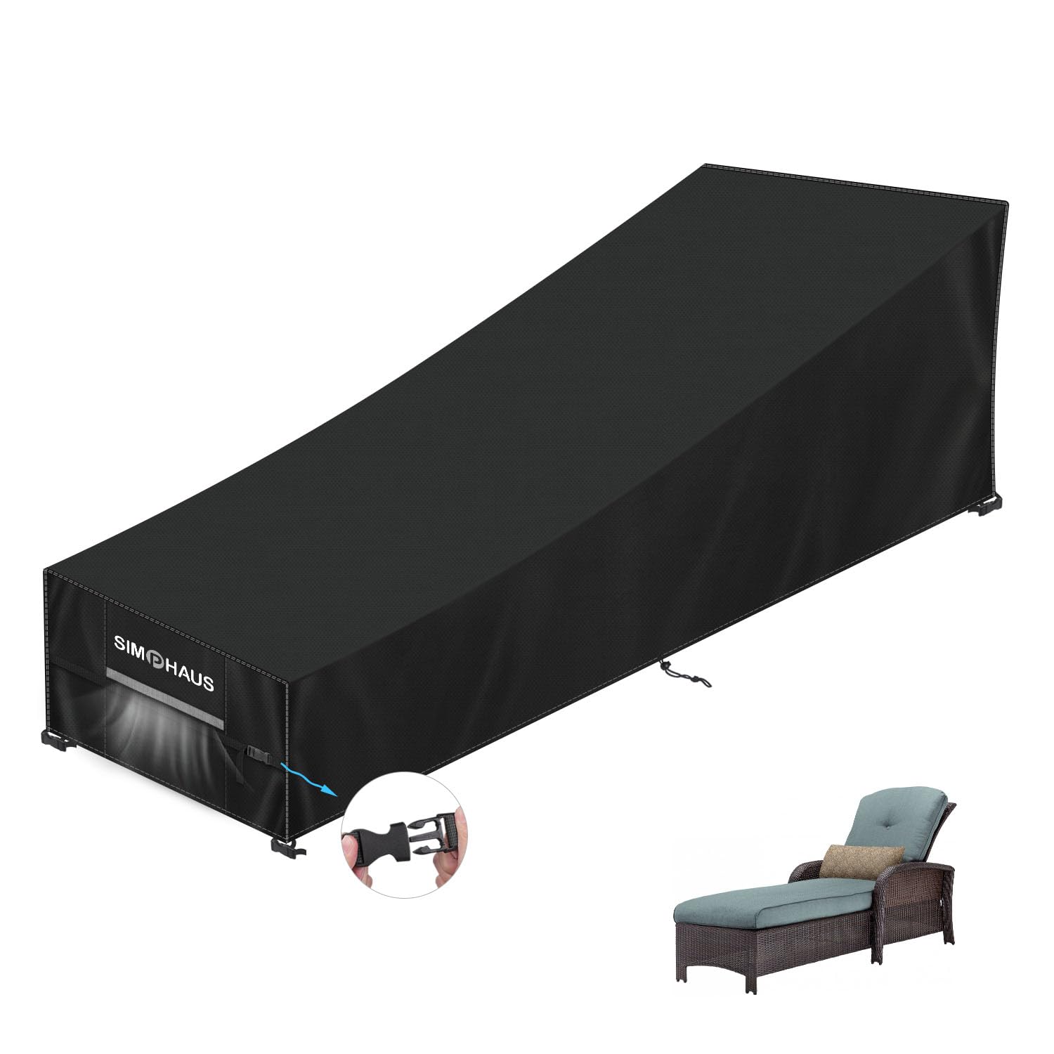 SIMPHAUS Copertura Impermeabile per Lettino Prendisole e Sdraio Telo Copertura Esterno Telo Copri Sdraio da Esterno Resistente UV Tessuto Oxford 420D Telo Copertura Sdraio da Giardino 210x80x40/80cm