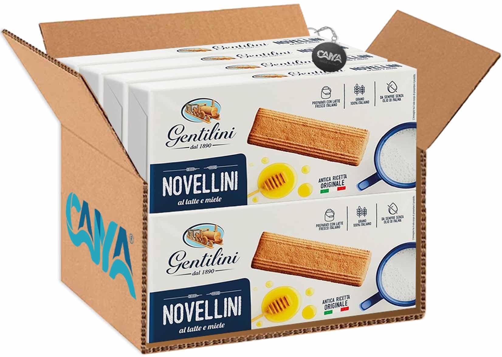 Gentilini Novellini Biscotti al Latte e Miele 250g [CAIYA® BOX da 8 Confezioni]