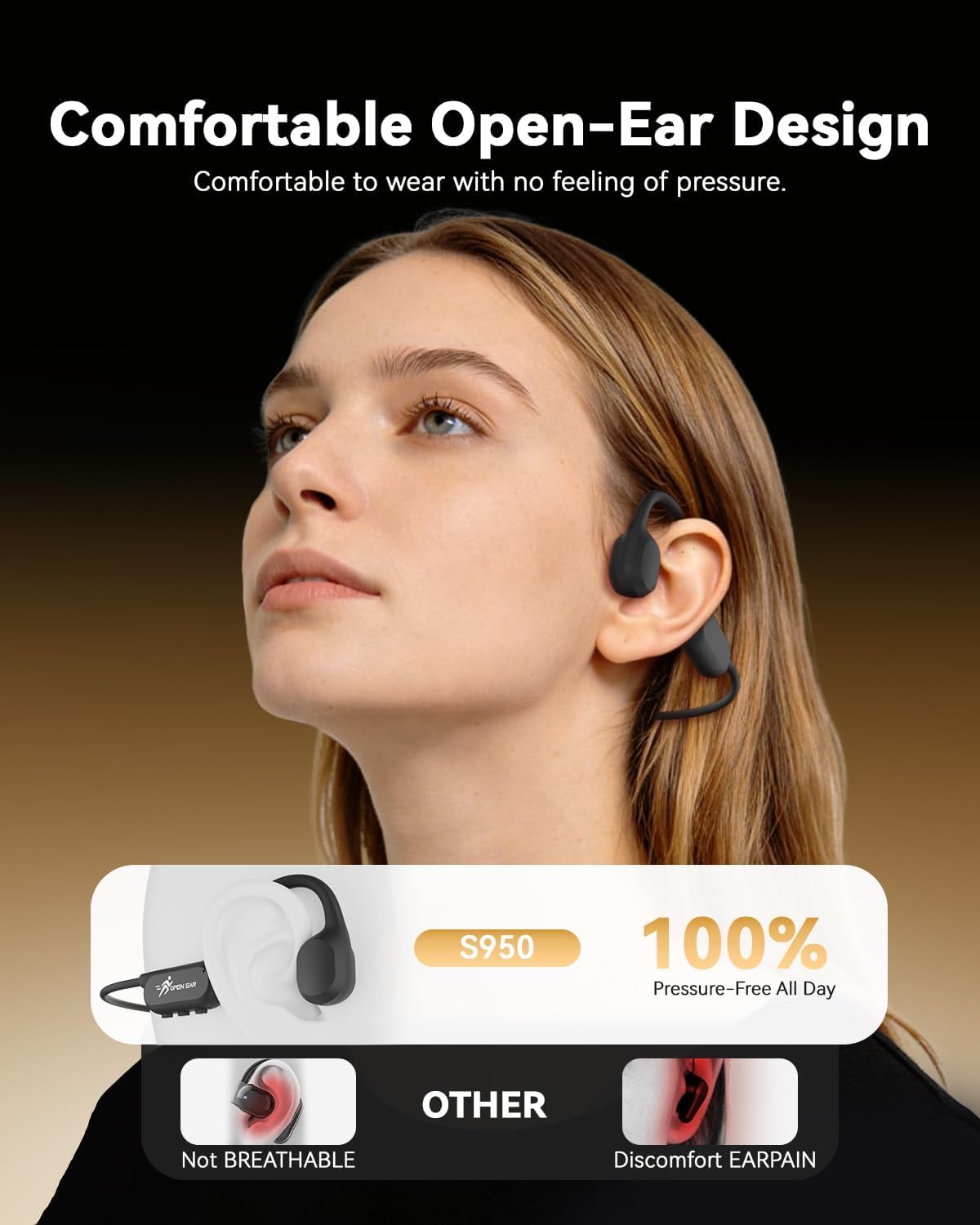 ANSTEN Casque Conduction Osseuse Bluetooth 6.0, Étanche IPX8 Écouteur Conduction Osseuse avec Réduction de Bruit AI, Casque sans Fil Oreille Ouverte pour Course, Cyclisme