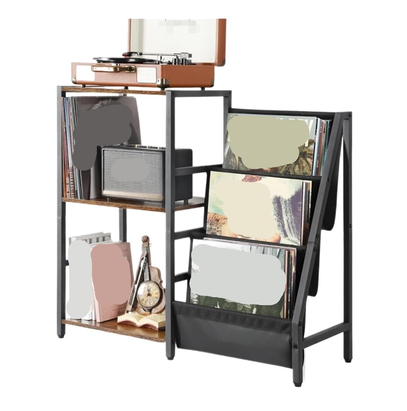 MHbdfsxz Vinyl Record Storage Holder Record Player Table Magazine Periodical Book Rack Metal Holder For Room Office Music Room