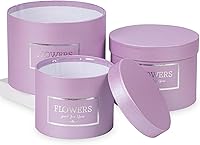 Vista 10 de Caja de regalo rosa redonda con tapas, juego de 3 cajas de regalo anidables para regalos, cajas de flores de varios tamaños para arreglos