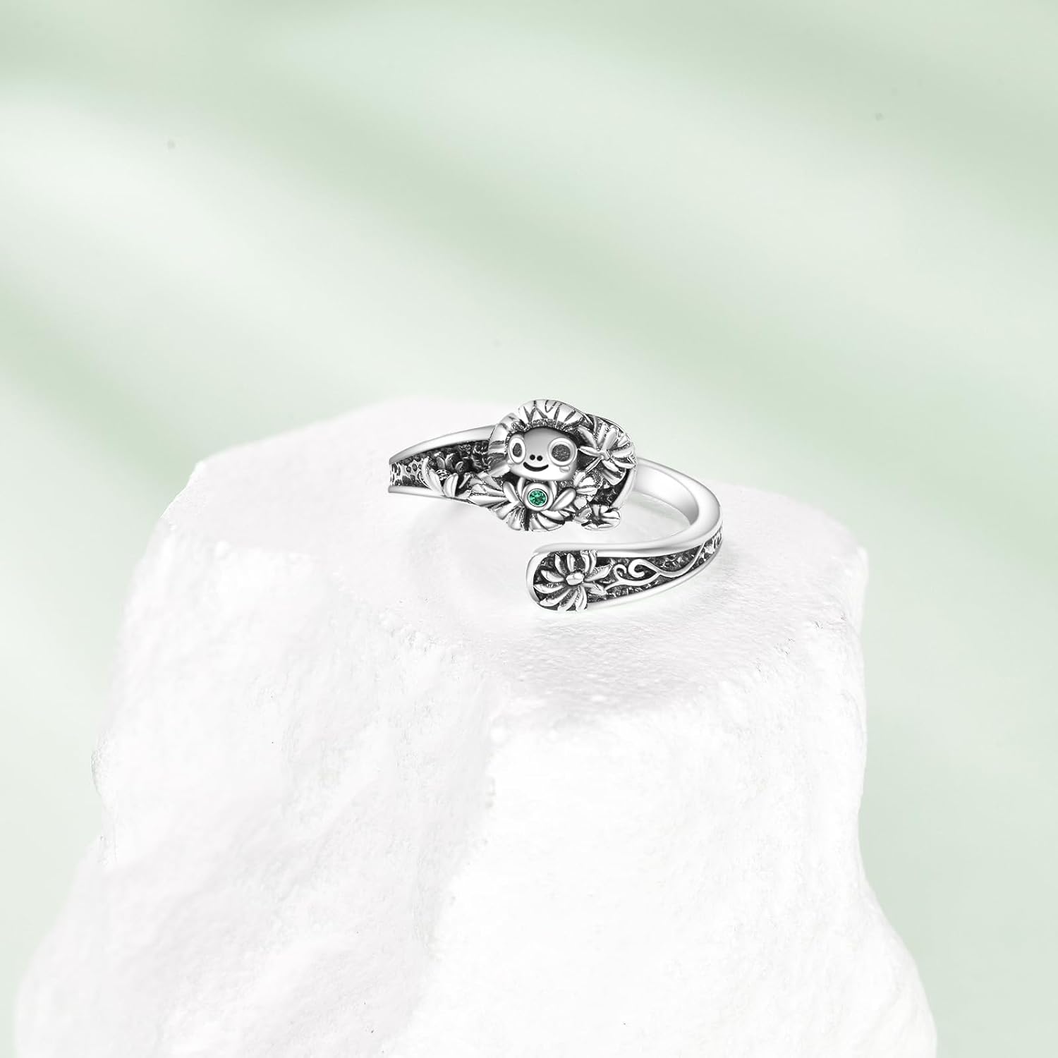 Frog Ring 925 Sterling Silver Lotus Adjustable Thumb Rings Frog Jewelry Gifts for Women