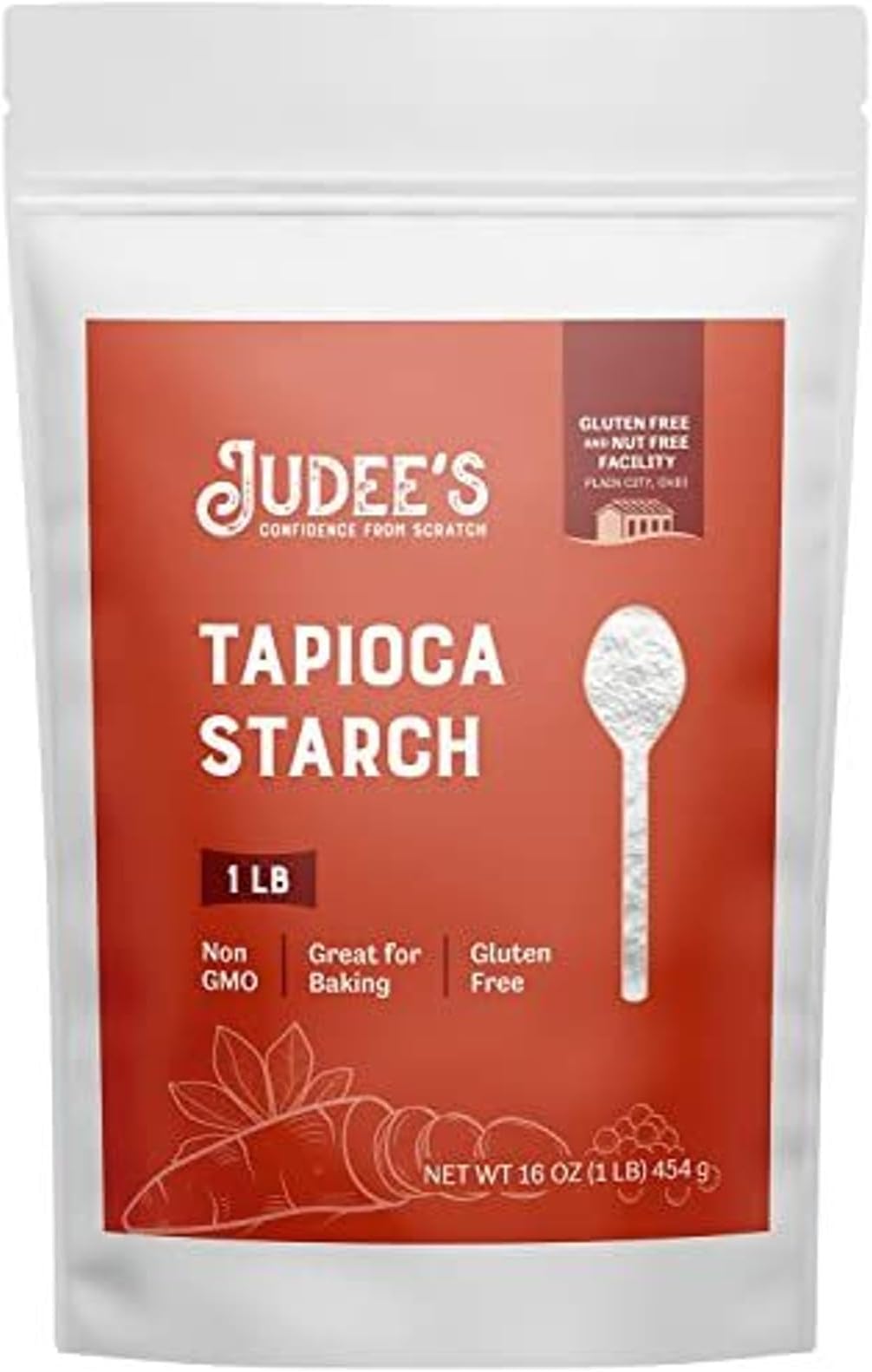 Judee’s Tapioca Starch 1 lb - Non-GMO, Gluten-Free and Nut-Free - Great for Gluten-Free Baking, Cooking, Thickening, and Making Boba - Packaged in the USA