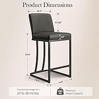 Vista 39 de Sophia & William Taburetes de bar de 24 pulgadas para isla de cocina, taburetes de bar de altura de mostrador con respaldo, sillas de bar modernas